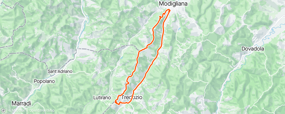 Map of the activity, Family MTB Via Frati, Strada del Sole, Collina, Tredozio e ritorno