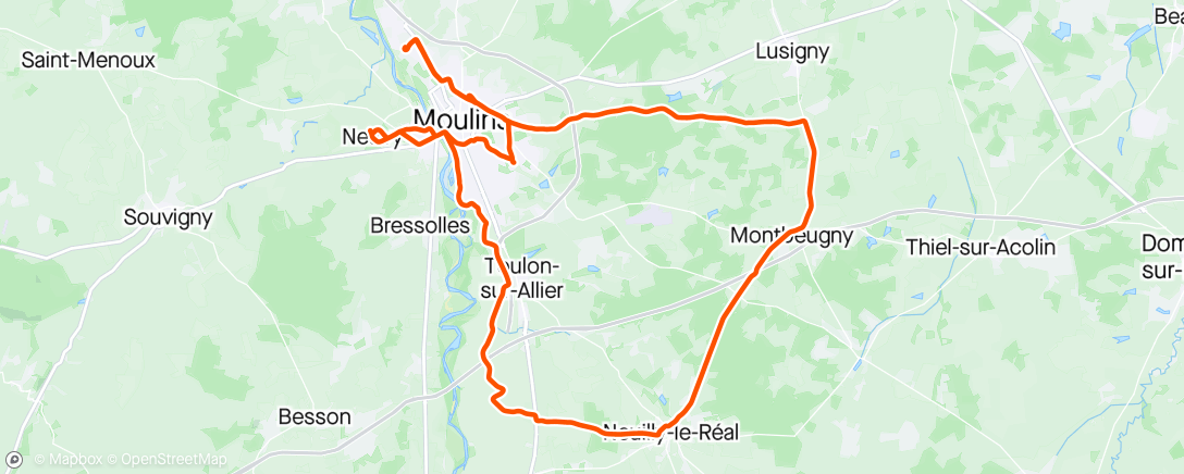Map of the activity, Sortie vélo en soirée en terres Bourbonnaises ⚜️