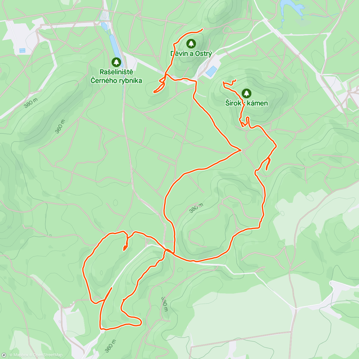 Map of the activity, výlet Děvín