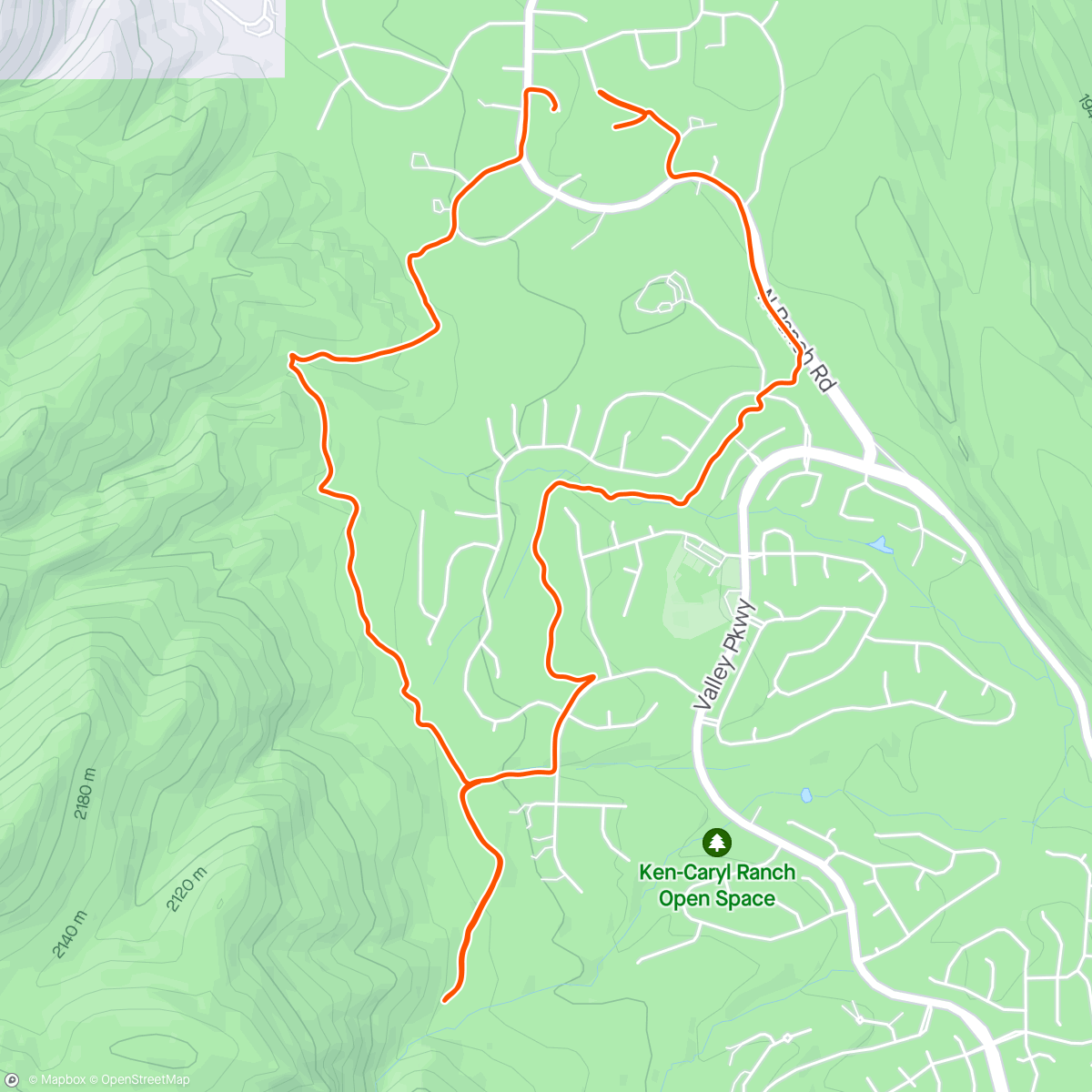 Map of the activity, Dusty trail run