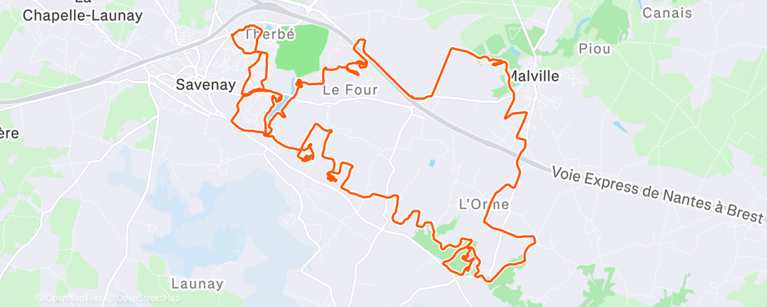 Map of the activity, Rando VTT de Savenay - circuit 41km 💩💩💩😋😅