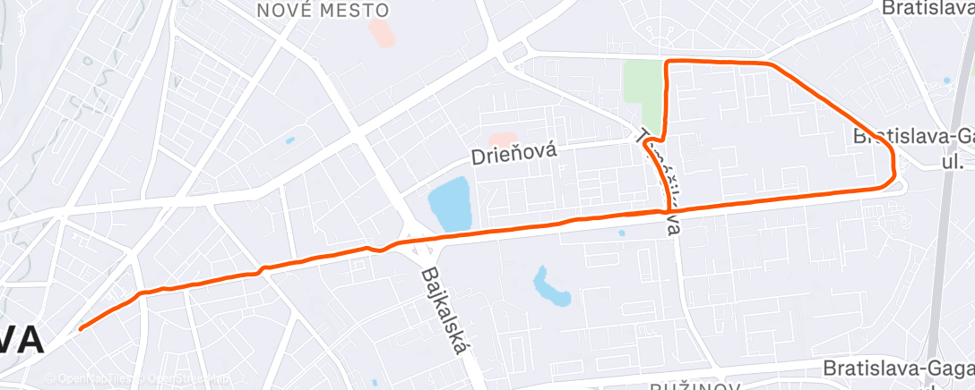 Map of the activity, 7 km tempo