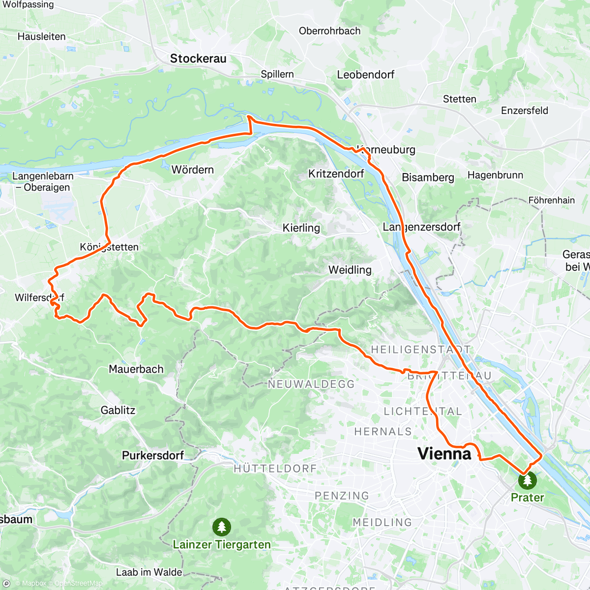 Map of the activity, Mittagsradfahrt