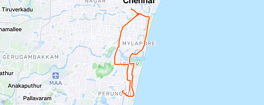 Map of the activity, Evening Ride