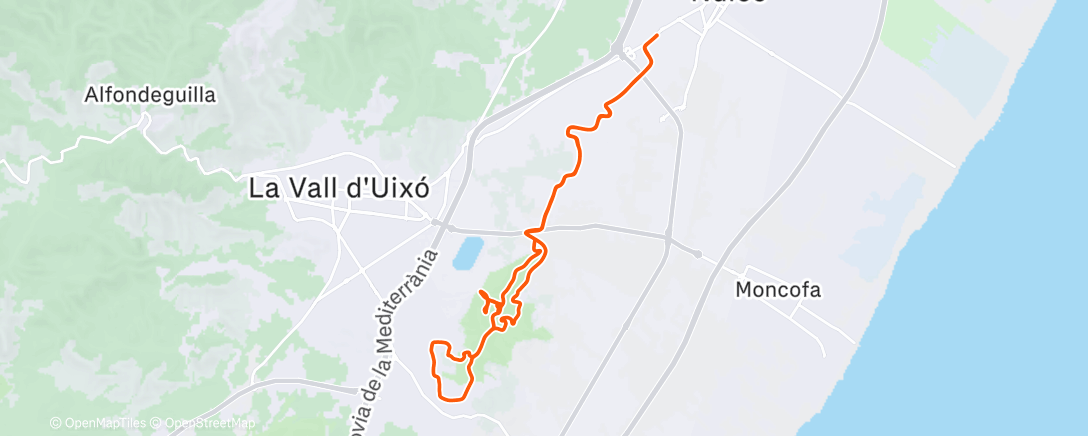 Map of the activity, Bicicleta de montaña por la tarde