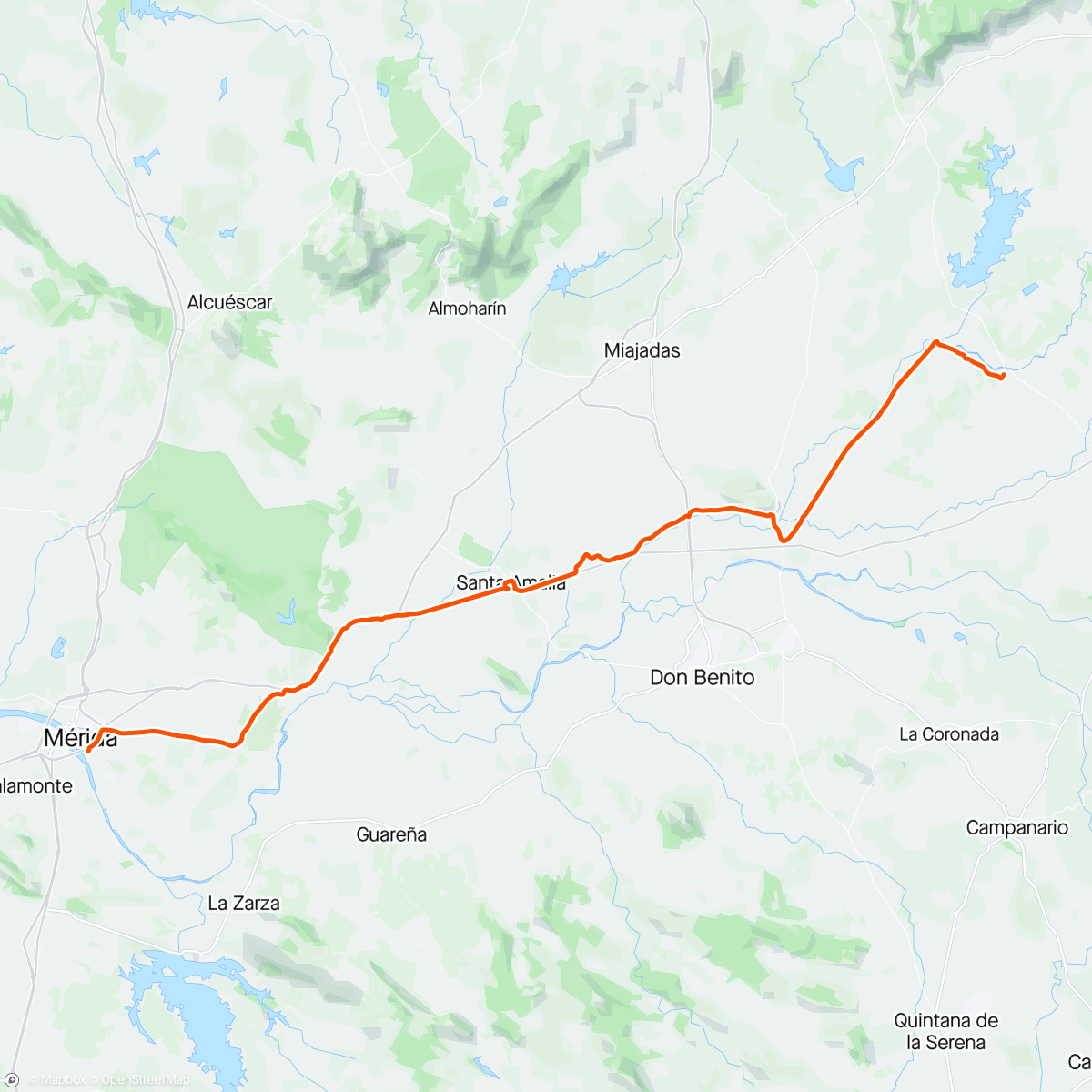 Map of the activity, 23 April 2024 🇪🇸 Barcelona to Lisbon 🇵🇹
Day 14 - Madrigalejo to Mérida 🚴‍♂️