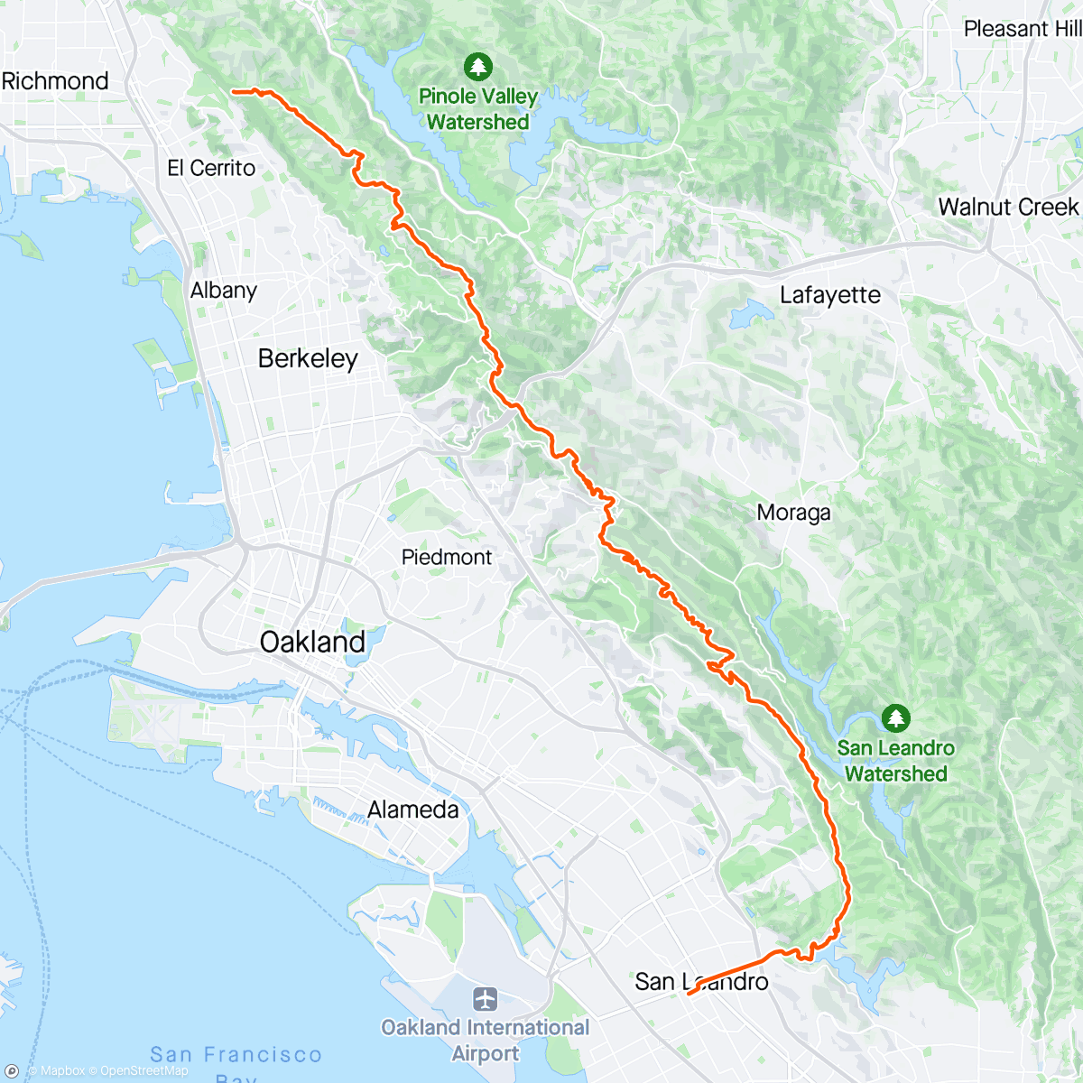 Mapa da atividade, East Bay Ridge Trail