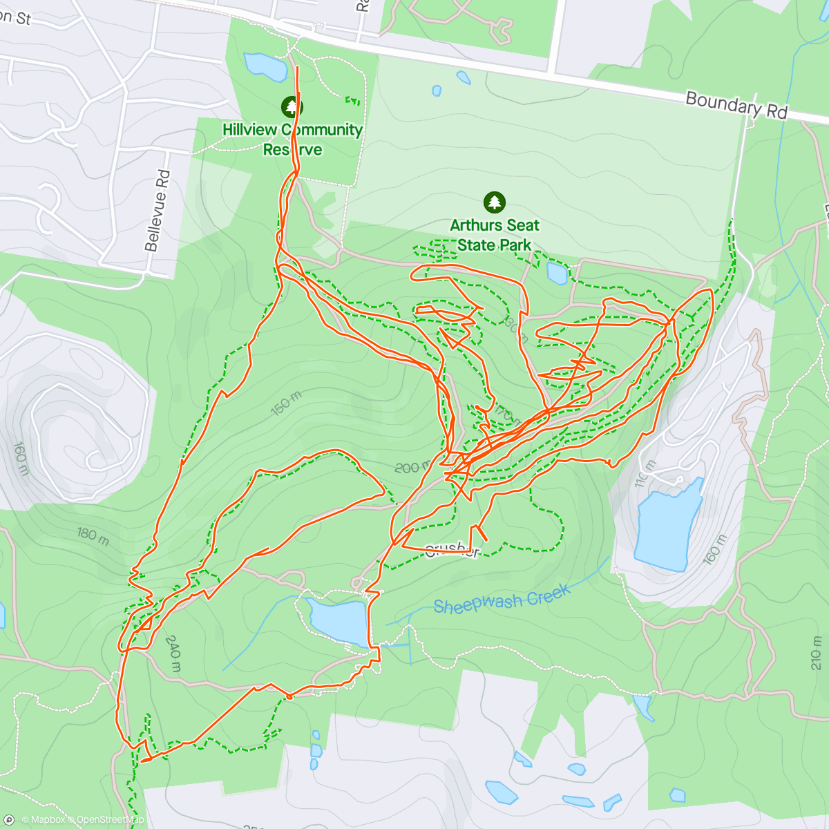 Map of the activity, Easter EMTB at Red Hill