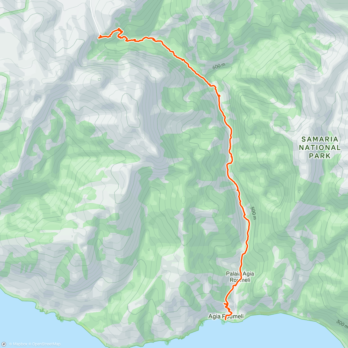 Map of the activity, Samaria Gorge hike in Crete
