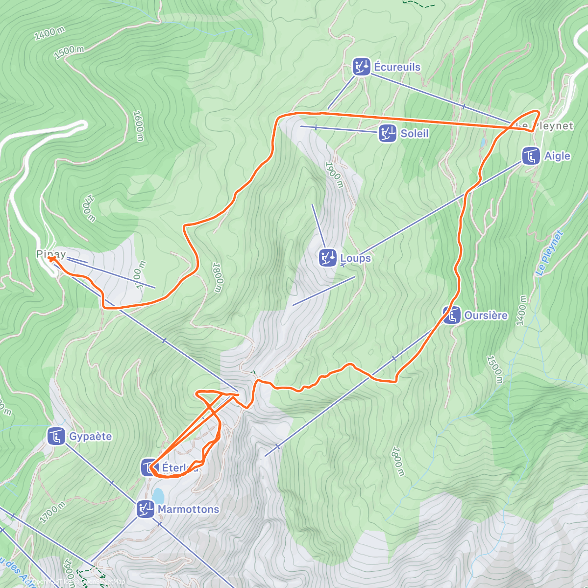 Map of the activity, Ski avec petit bout