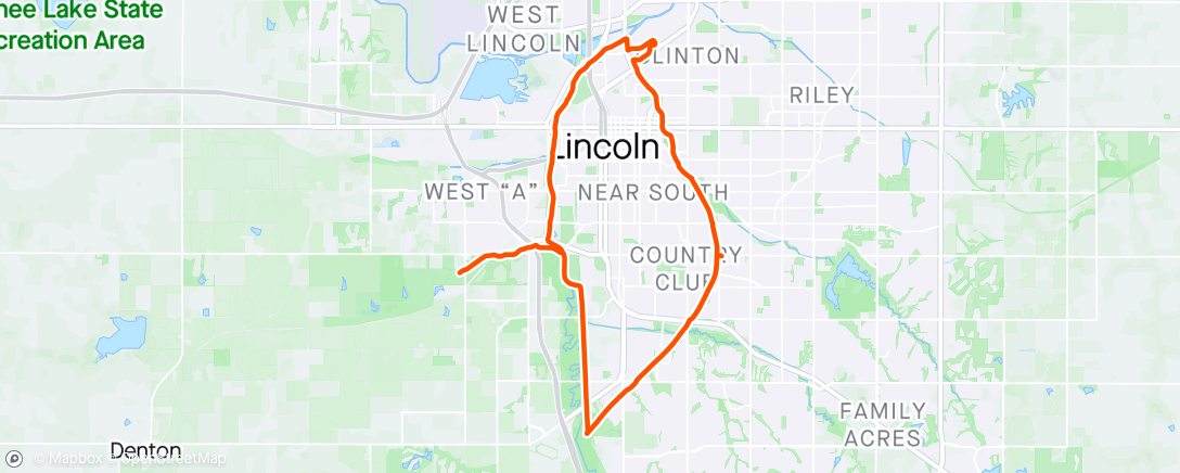 Map of the activity, Ride Around Lincoln on City Trails
