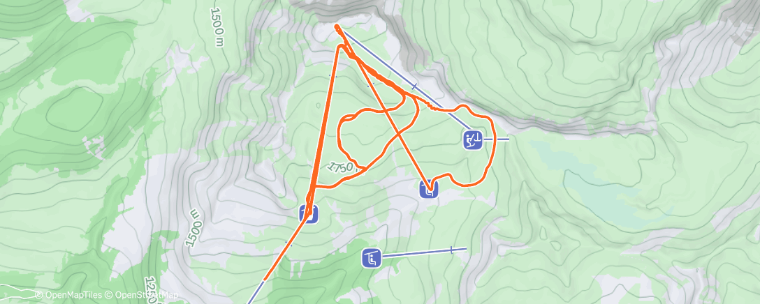 Map of the activity, Skiabfahrt am Morgen
