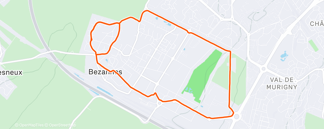 Map of the activity, Course à pied le matin