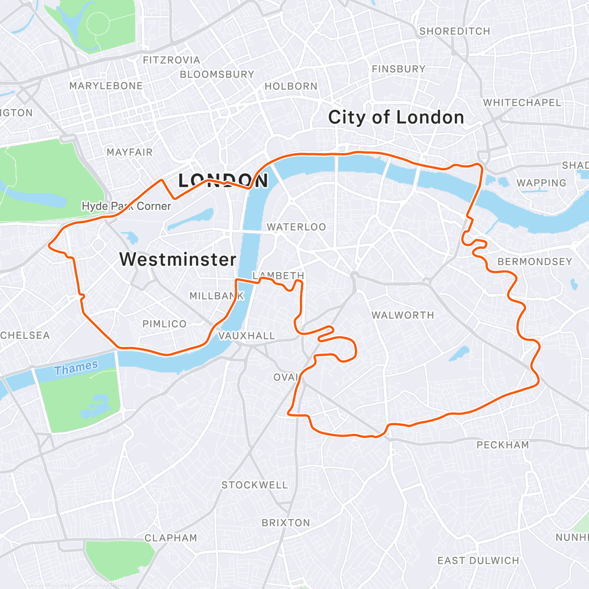 Map of the activity, Zwift - Greatest London Loop in London