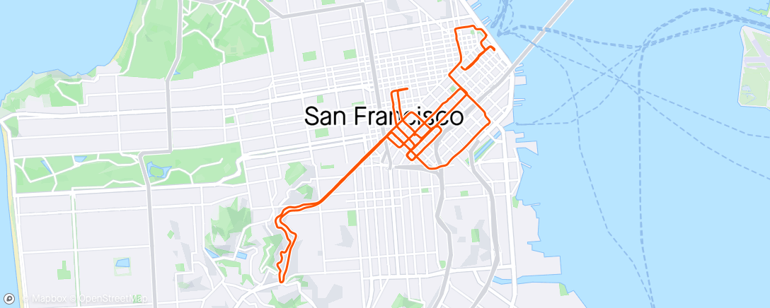 Map of the activity, Almost got killed by a garbage truck @ Cuesta & market