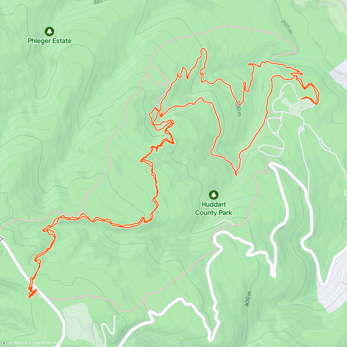 Map of the activity, Huddart park hike