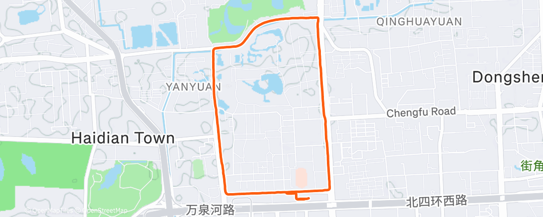 Map of the activity, 傍晚跑步