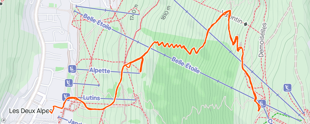 Map of the activity, Montée aux crêtes