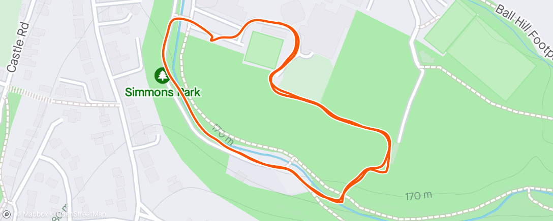 Map of the activity, Boxing then two laps of the park with Claire to finish 🙃