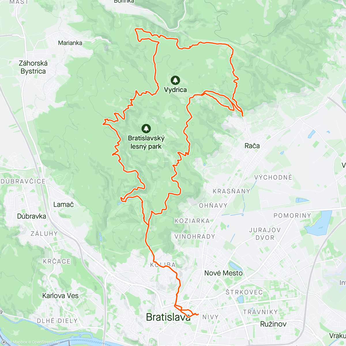 Mapa da atividade, Lunch Mountain Bike Ride