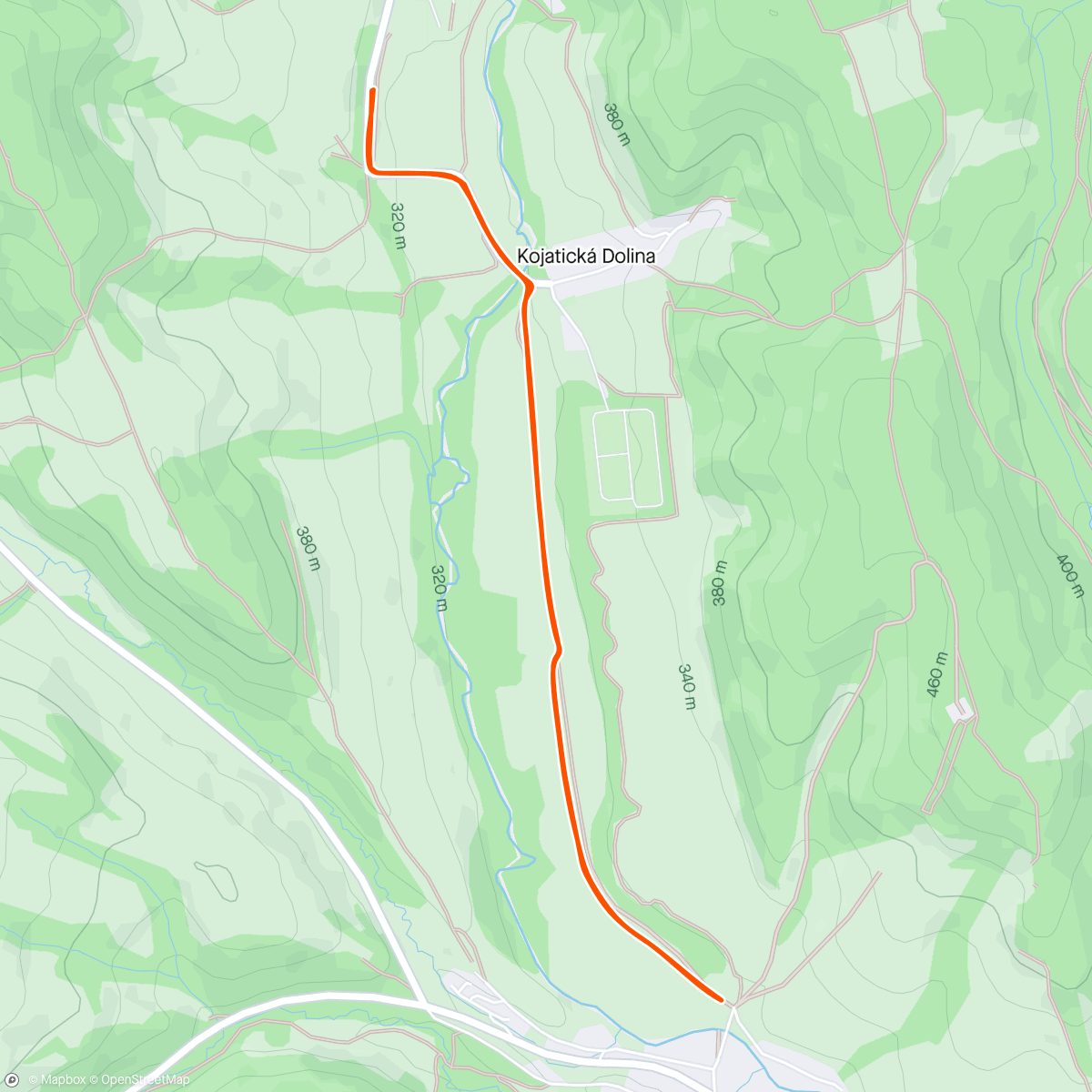 Map of the activity, Na dobrú noc ride