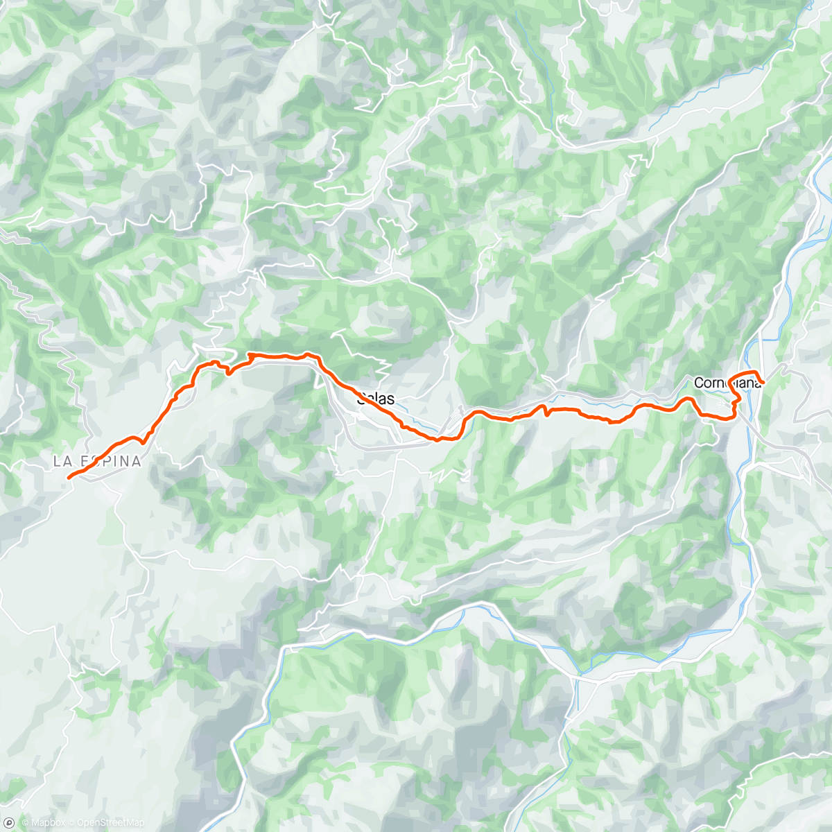 Map of the activity, CP Cornellana - La Pereda