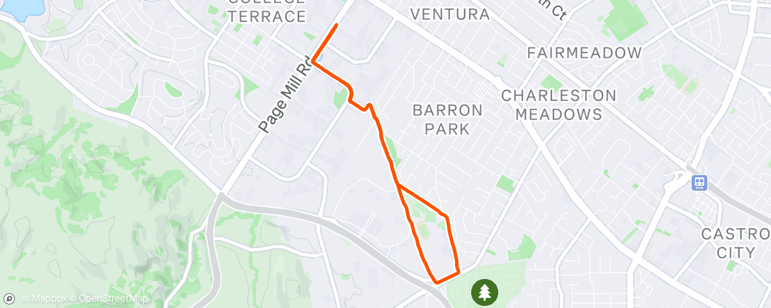 Map of the activity, Afternoon Run