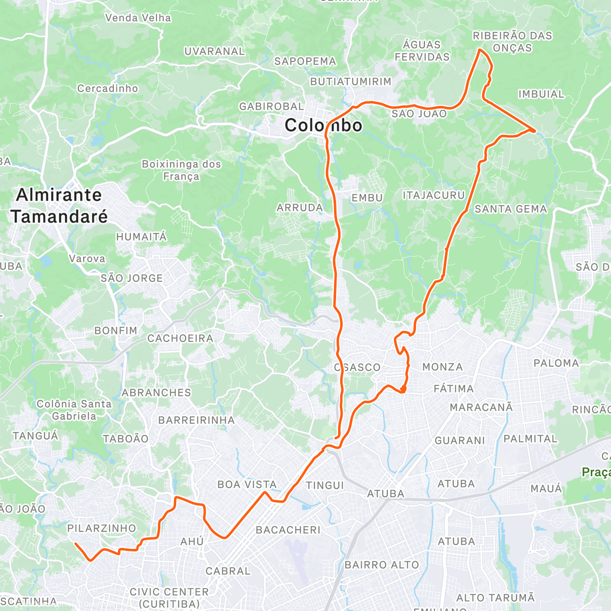 Map of the activity, Pedal com temporal!