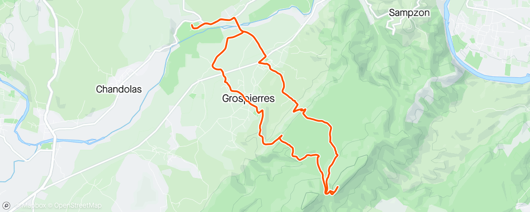 Map of the activity, Trail en soirée - vers la colline ( AH)