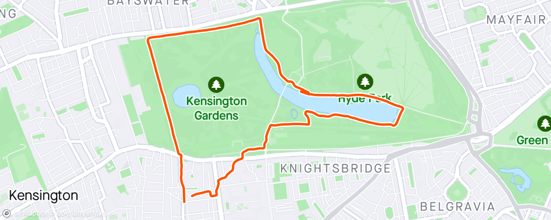 Karte der Aktivität „☀️ Lovely running in Hyde Park”