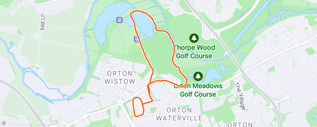 Map of the activity, Thursday evening solo 4 mile run. 🏃🏽