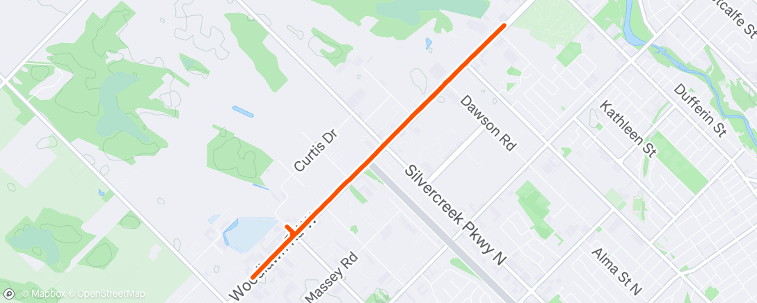 Map of the activity, Course à pied en soirée