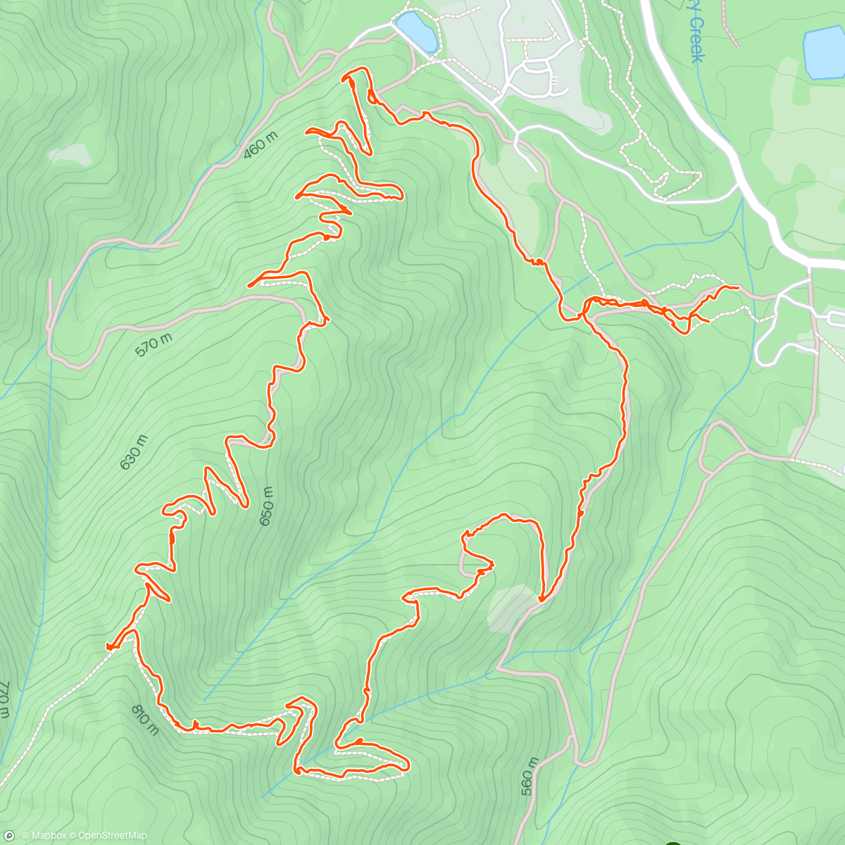 Map of the activity, Peterson Trail> Sanborn Trail> Madrone Trail> San Andreas Trail loop w/Wendy
