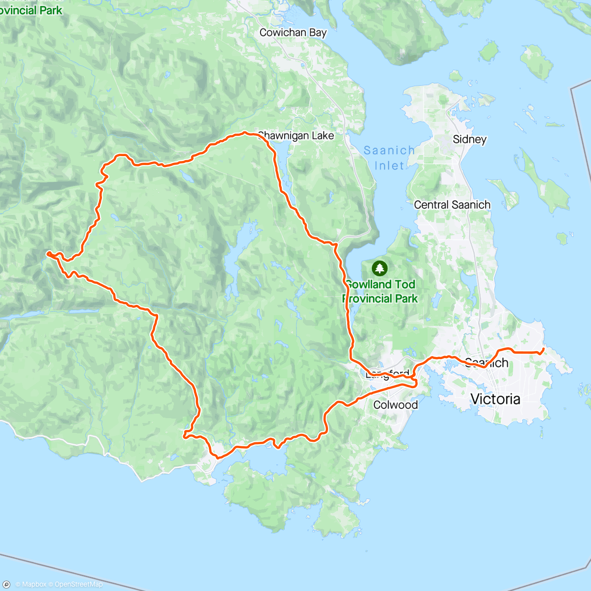 Map of the activity, Wet coast ride