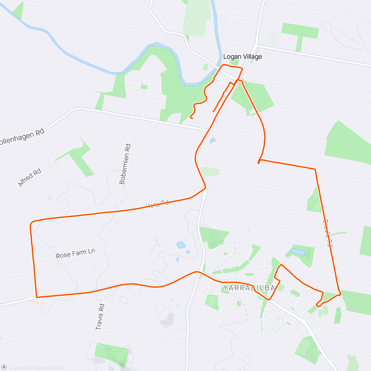 Map of the activity, 240527 Slightly longer ride around the block, Logan Village and Yarrabilba
