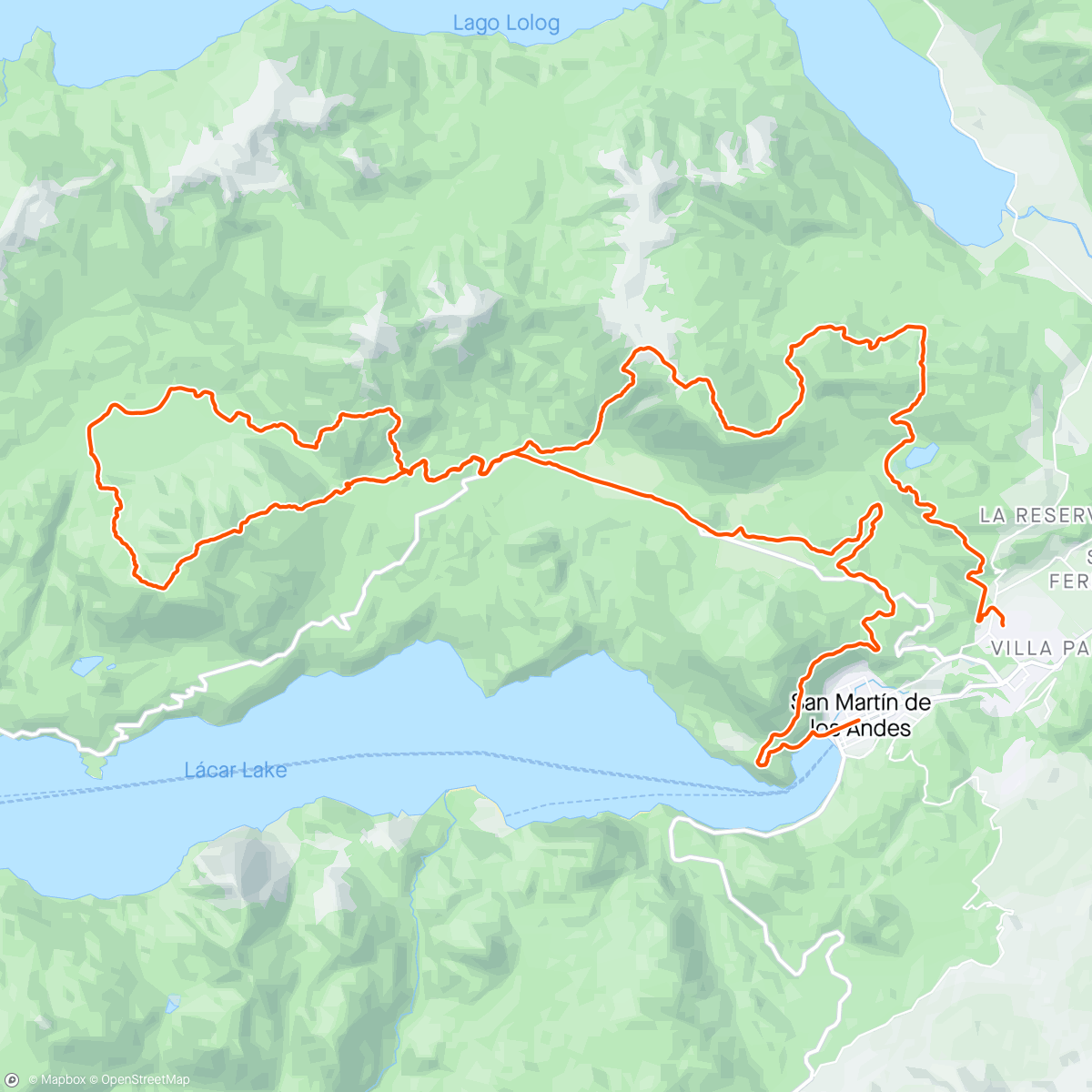 アクティビティ「2024-04-06 - Ultra Trail 70 km - Patagonia Run」の地図
