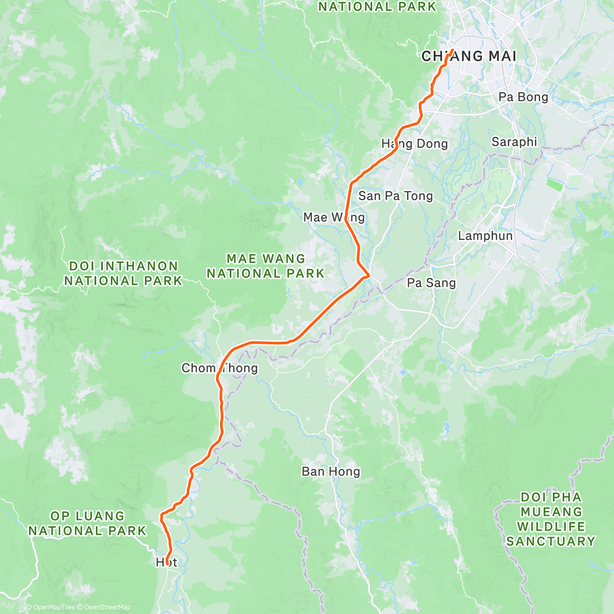 Map of the activity, Hot to Chiang Mai, MHS loop day 5