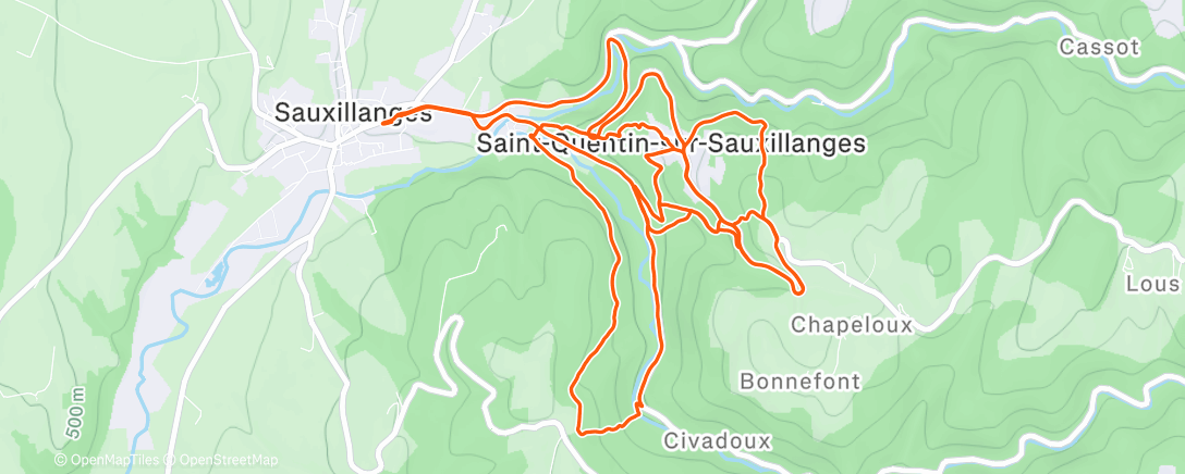 Map of the activity, Sortie VTT le matin