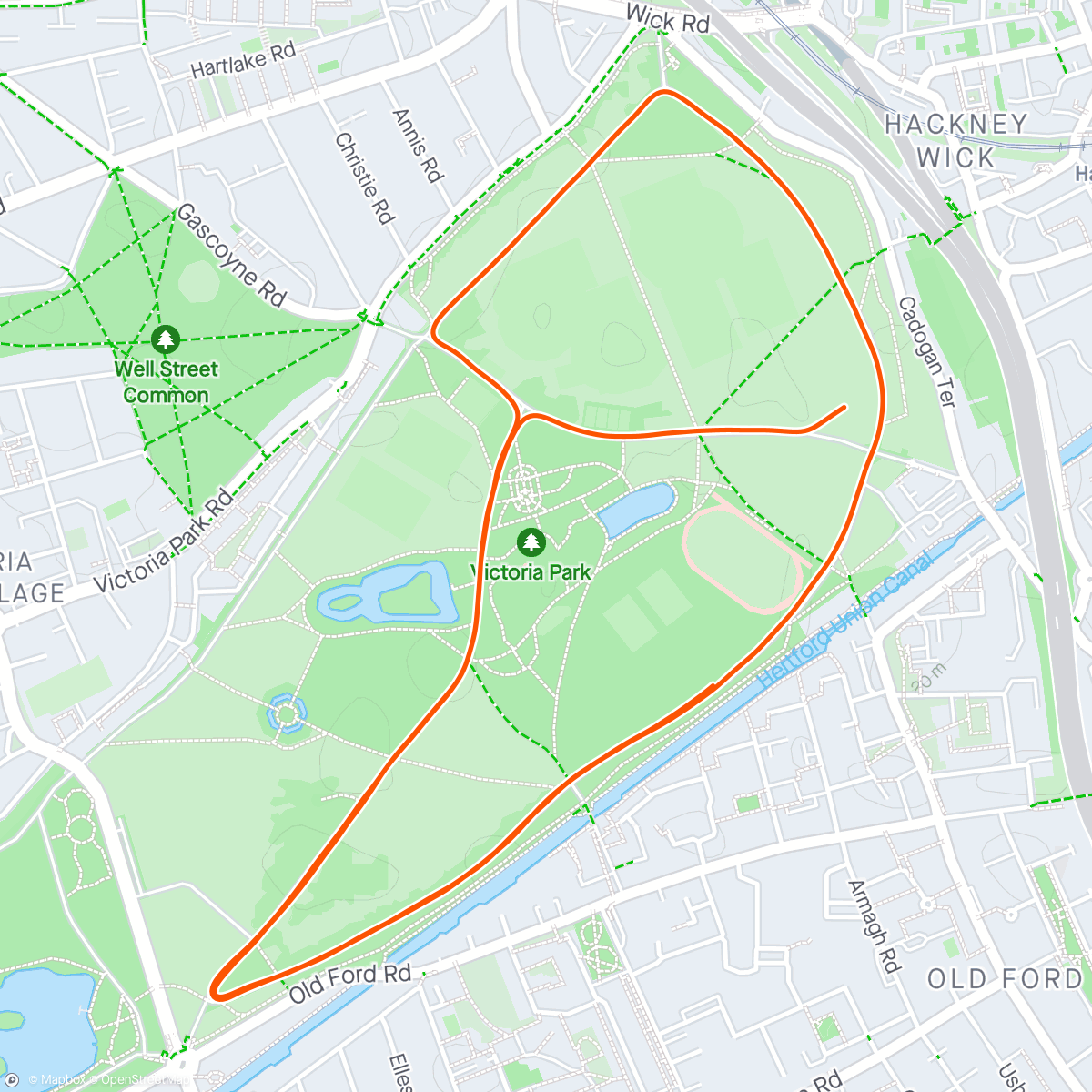 Map of the activity, Victoria park 5k