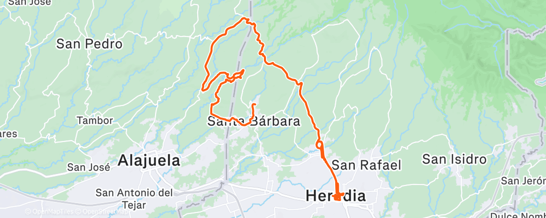 Map of the activity, Vuelta en bicicleta de montaña matutina