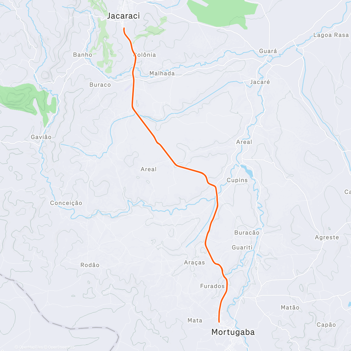 Mapa de la actividad (Pedal Jacaraci🔄Mortugaba)