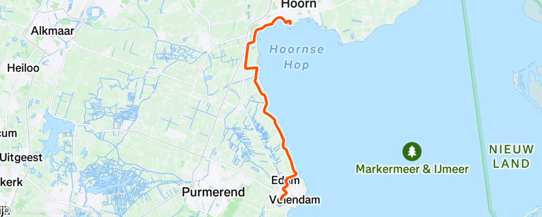 Map of the activity, Hoorn naar Volendam rit