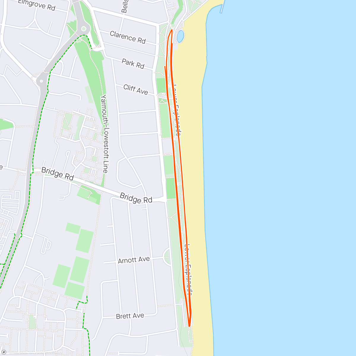 Map of the activity, Gorleston parkrun