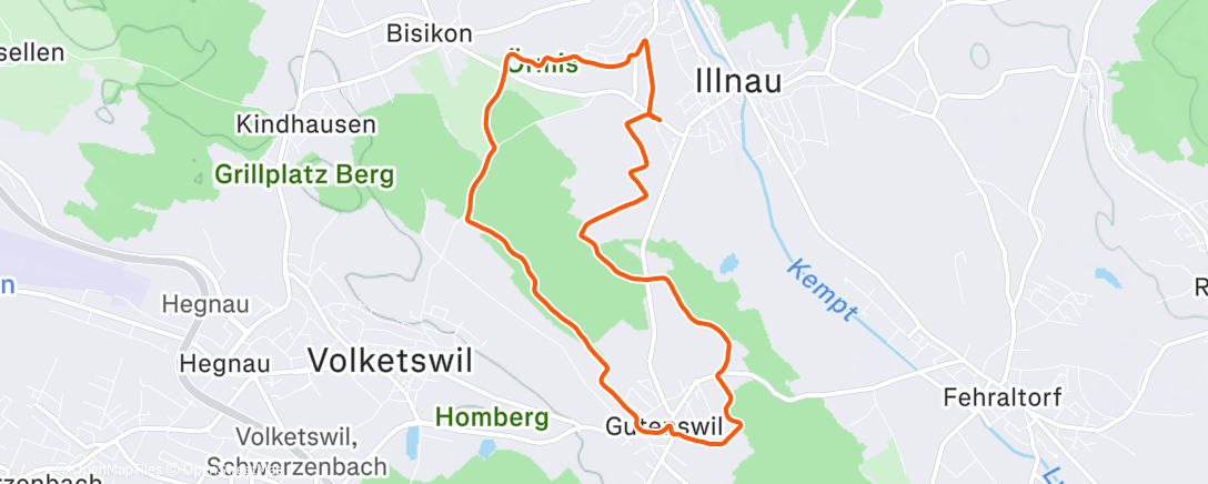 Map of the activity, Lauf am Morgen