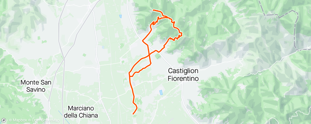 Map of the activity, MTB Trek SC: Rigutino-Pilade-Croce Lignano-5 Vie-Rete Riserva-Curillo-Vitiano-Poggio Ciliegio-Back