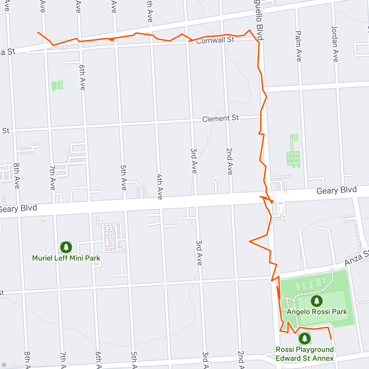 Map of the activity, Andrew took Hana for a walk with her Fi Smart Collar
