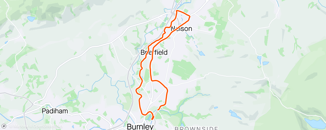 Map of the activity, Burnley to Nelson by road and back canal
