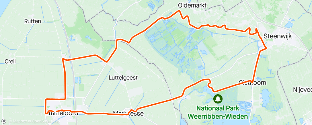 Map of the activity, #13 - Woensdagmiddag Rit - Rondje Giethoorn -> Steenwijk ☀️💨🚴‍♂️👍