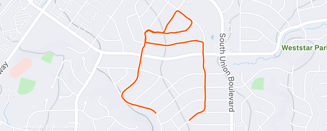 Map of the activity, Afternoon Run