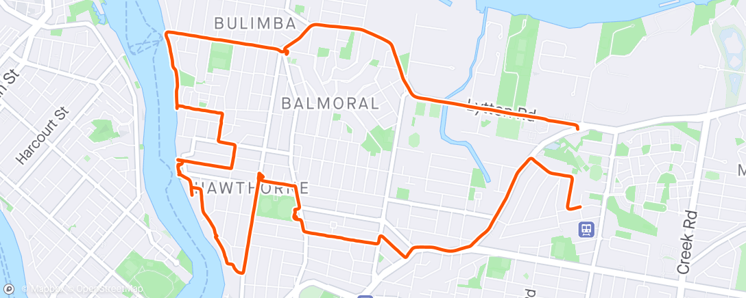 Map of the activity, Bike cruising - Hawthorne Bulimba
